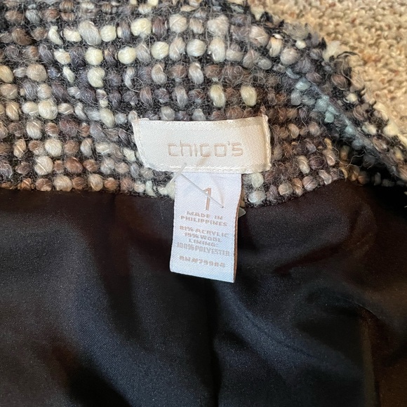 Chico’s tweed jacket Womens 1 medium m coat - Picture 5 of 6